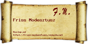 Friss Modesztusz névjegykártya